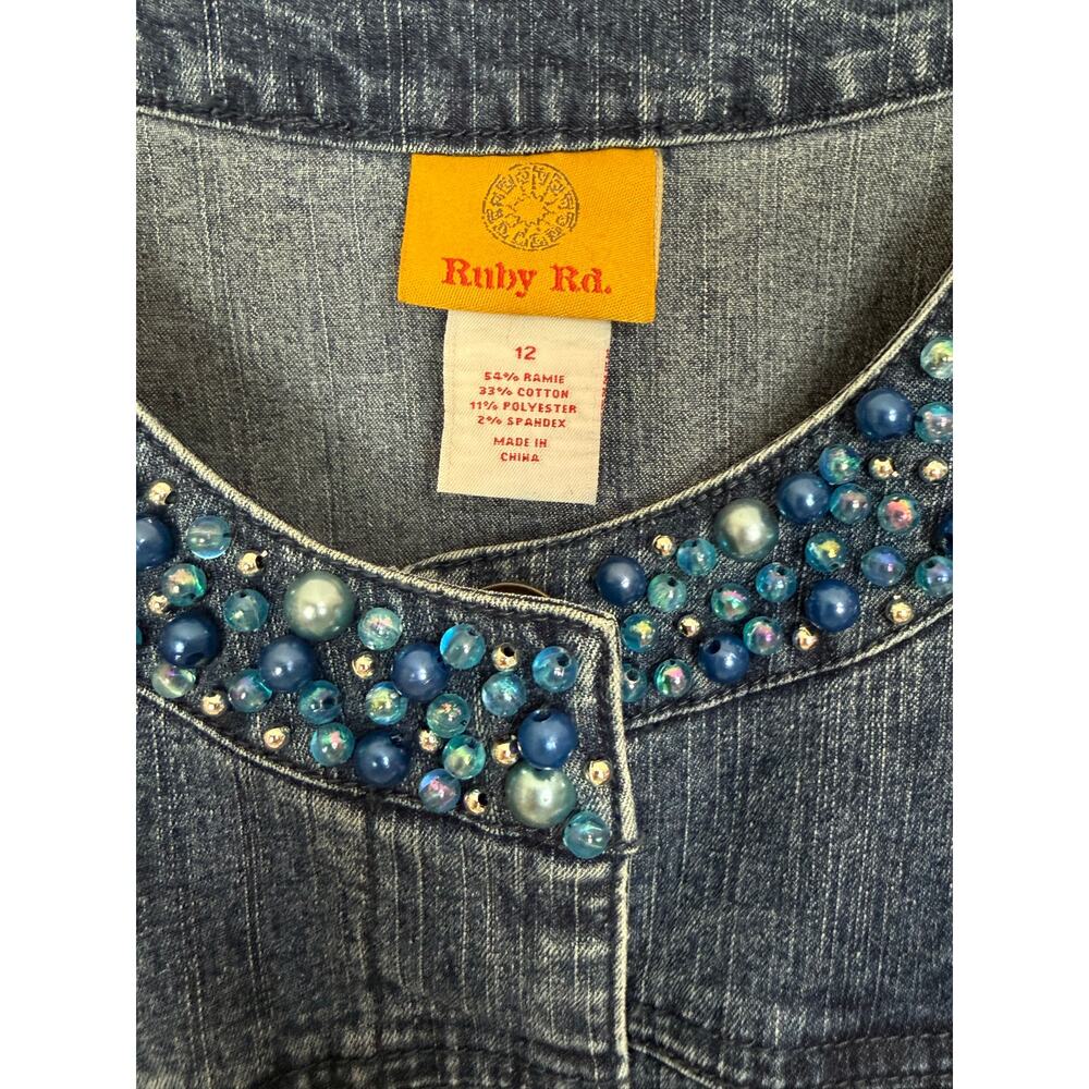 Ruby Rd. Embellished Denim Jean Jacket - Picture 2 of 3